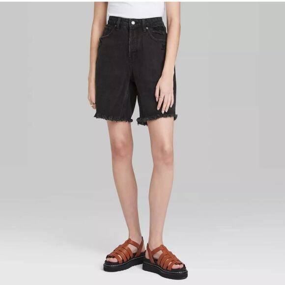 Wild Fable High-Rise Wide Leg Bermuda Jean Shorts 18 NEW - Picture 2 of 4